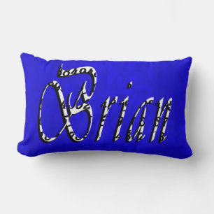 Coussin Rectangle Brian, Nom, Logo, Sur La Mosaïque Bleue