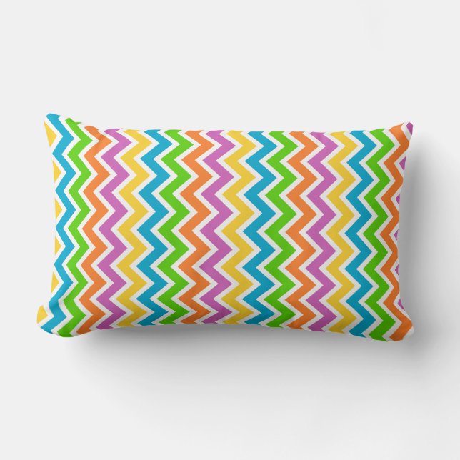 Coussin Rectangle Bright Colorful Rainbow Chevron Pattern (Recto)