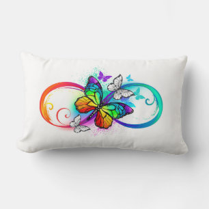 Coussin Rectangle Bright infinity with rainbow butterfly