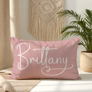 Coussin Rectangle Brittany Signature Écriture Manuscrite Cœur Rose P
