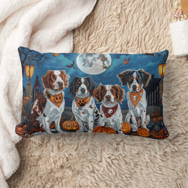 Coussin Rectangle Brittany Spaniel Halloween Effrayant (Couverture)