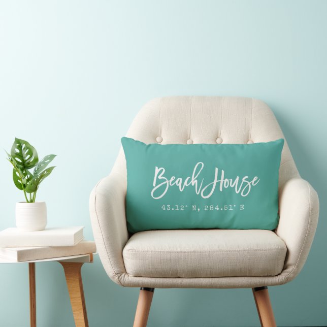 Coussin Rectangle Brosse Script Beach House Vos Coordonnées (Chaise)