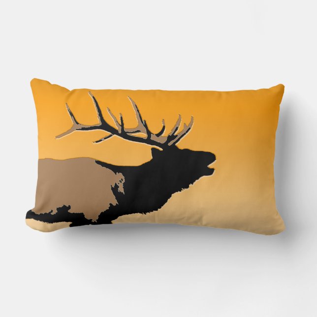 Coussin Rectangle Brouillonnant Bull Elk au coucher du soleil Art or (Recto)