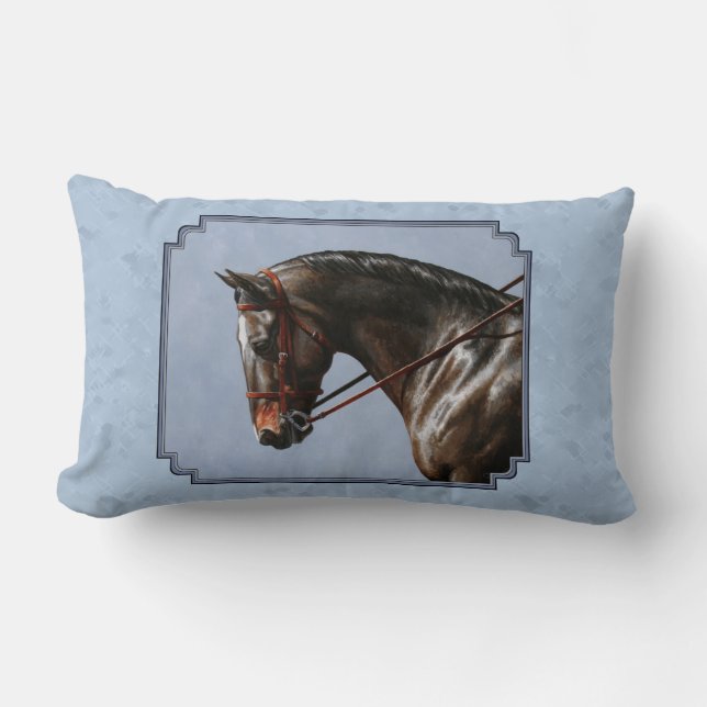 Coussin Rectangle Brown Bay Oldenburg Horse Portrait (Recto)