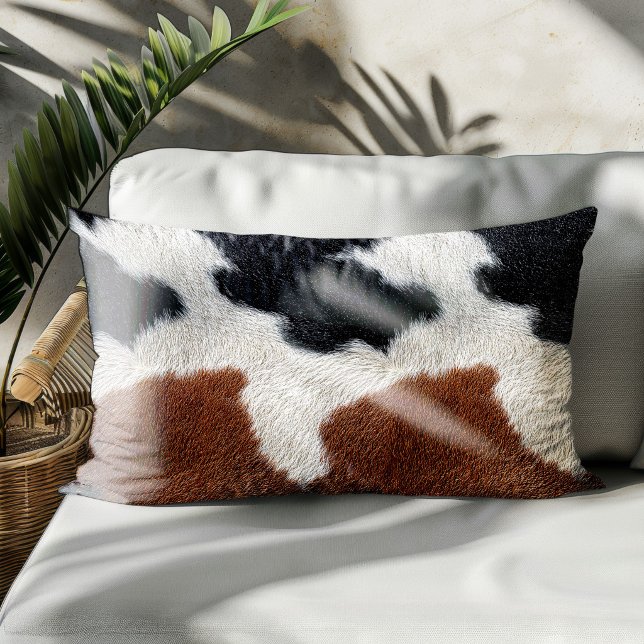 Coussin Rectangle Brown black and white cowhide texture throw pillow (Créateur téléchargé)