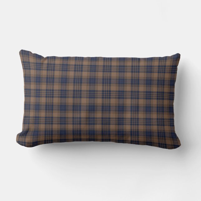 Coussin Rectangle Brown bleu Tartan Plaid Rustique Motif (Recto)