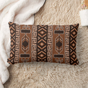 Coussin Rectangle Brown Et Noir Motif Aztèque Tribal Sud-Ouest