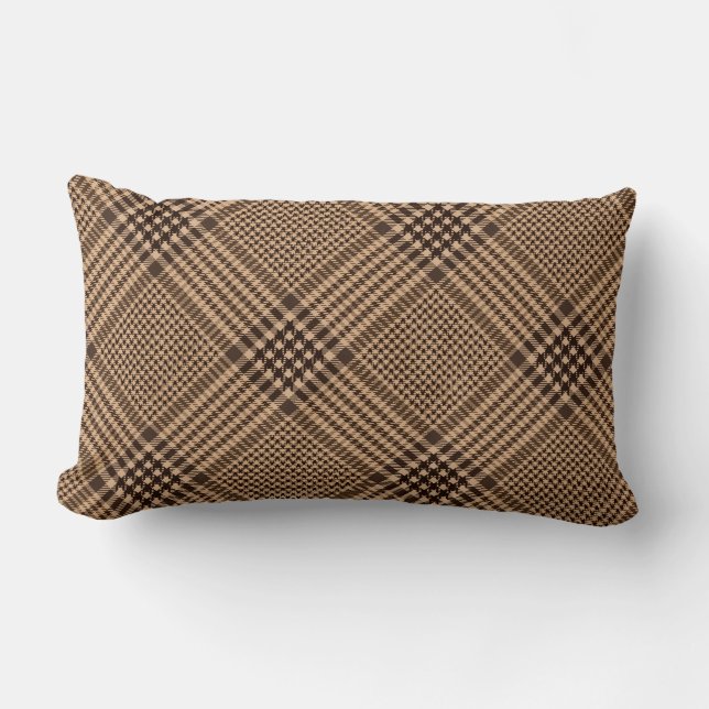 Coussin Rectangle Brown Houndstooth Scottish Check Plaid Motif (Recto)