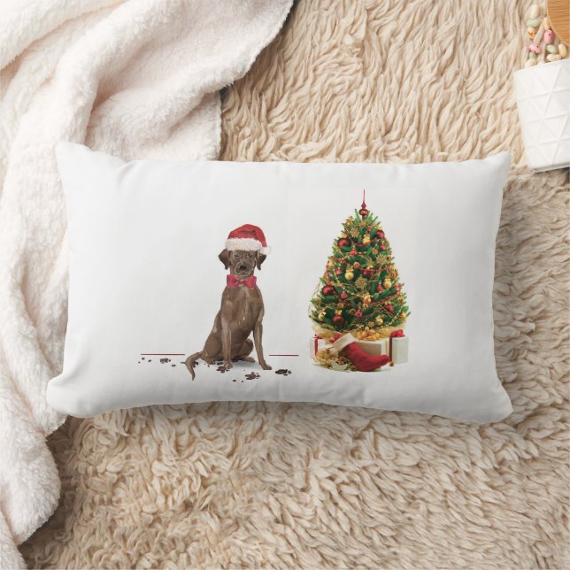 Coussin Rectangle Brown Labrador Retriever Funny Christmas Dog Tree (Couverture)