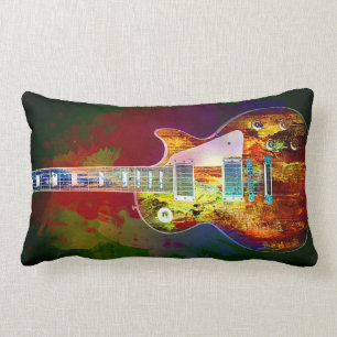 Coussin Rectangle Bruits de la musique. Guitare colorée