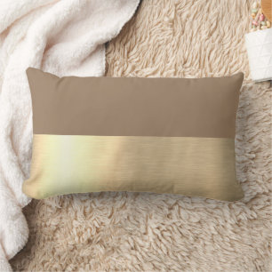 Coussin Rectangle Brun Café Lait Doré Feuille Imitation Rustique
