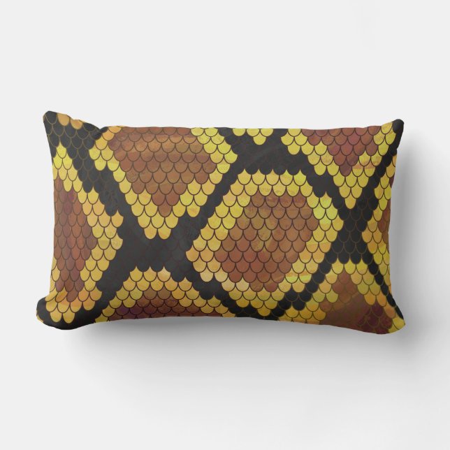 Coussin Rectangle Brun de serpent et copie d'or (Recto)