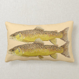Coussin Rectangle Brun d'oreiller de truite et truite de ruisseau