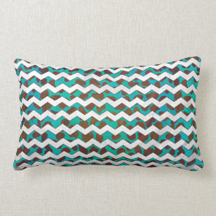 Coussin Rectangle Brun et Teal de Dalmate de Cevron