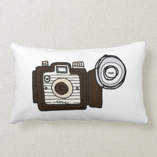 Coussin Rectangle Brun vintage d'appareil-photo avec l'éclair