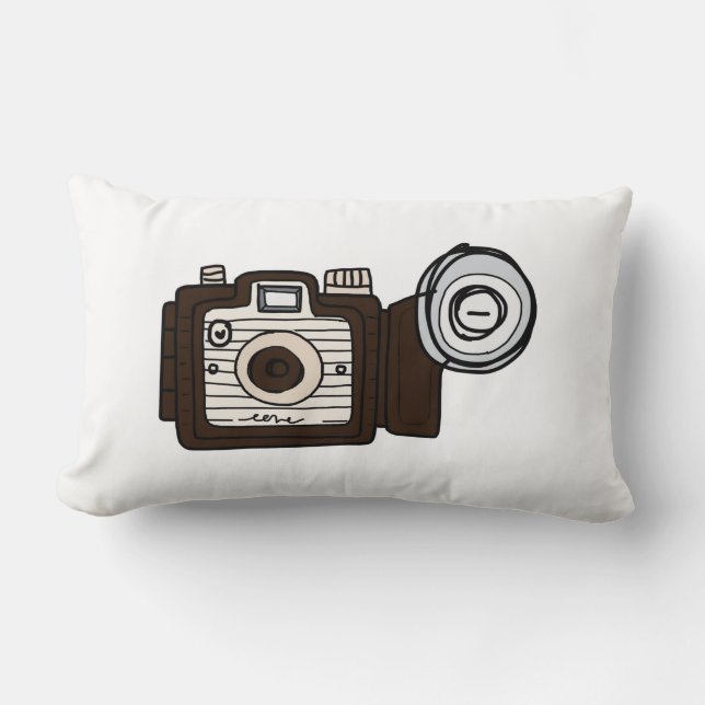 Coussin Rectangle Brun vintage d'appareil-photo avec l'éclair (Recto)