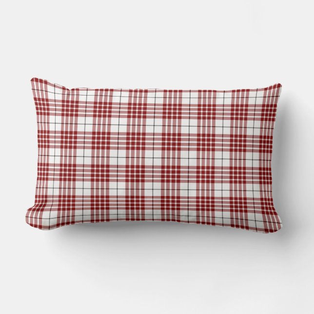 Coussin Rectangle Buchanan tartan rouge blanc plaid (Recto)