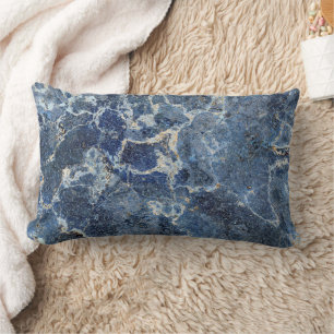 Coussin Rectangle Bue Gris Marbre Noir & Veines Beige