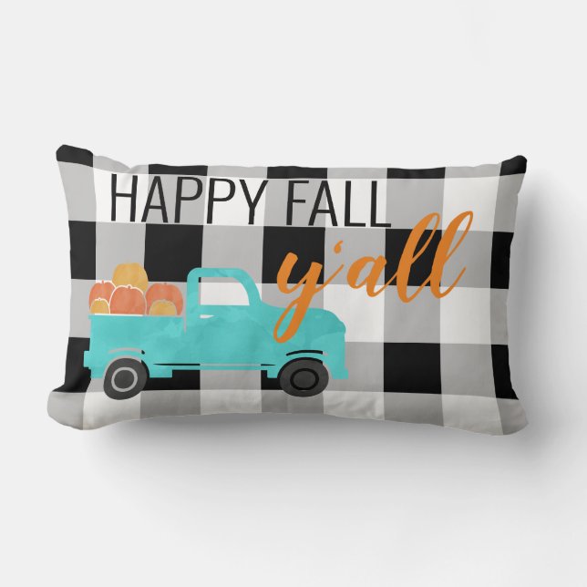 Coussin Rectangle Buffalo Check Happy Fall Y'all Decor (Recto)