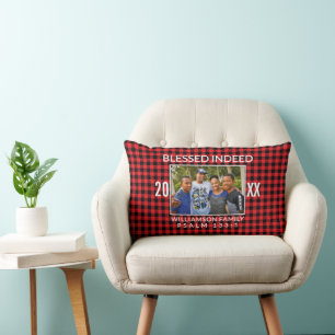 Coussin Rectangle Buffalo Plaid Famille chrétienne Noël