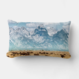 Coussin Rectangle Buffle sous les montagnes du Grand Teton