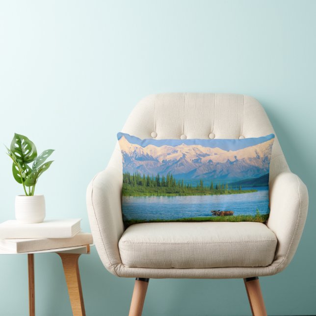 Coussin Rectangle Bull moose in Wonder Lake (Chaise)