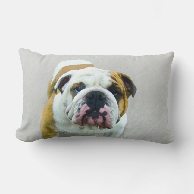 Coussin Rectangle Bulldog Painting - Joli art original chien (Recto)
