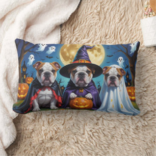 Coussin Rectangle Bulldogs Citrouille Halloween drôle