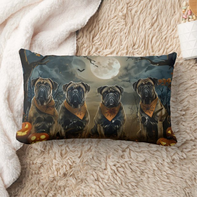 Coussin Rectangle Bullmastiff Halloween Éffrayant (Couverture)