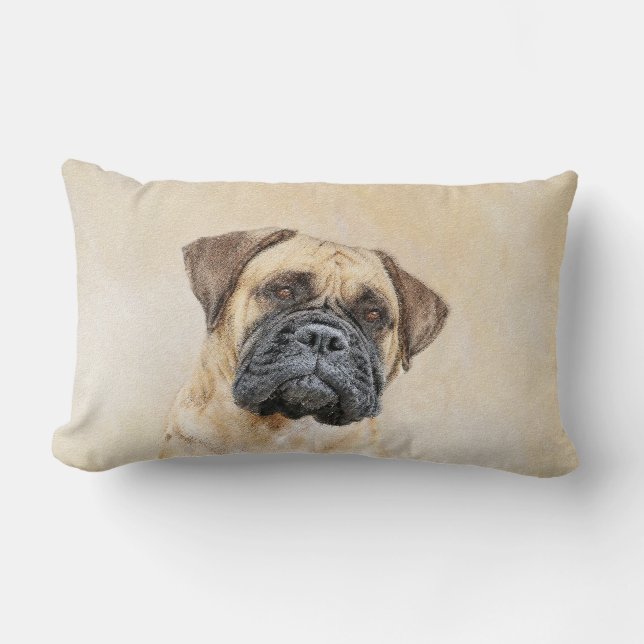 Coussin Rectangle Bullmastiff Painting - Cute Original Dog Art (Recto)