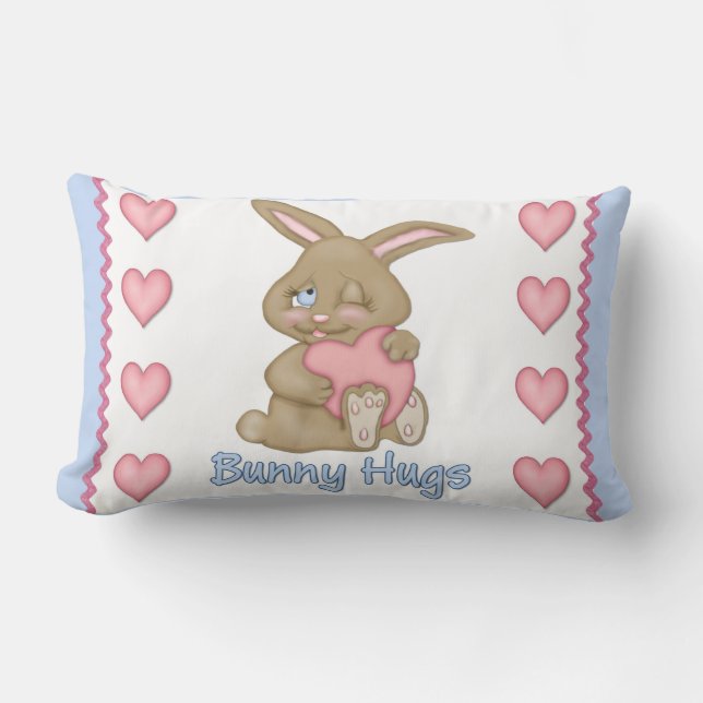 Coussin Rectangle Bunny Hugs Blue (Recto)