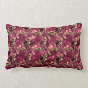 Coussin Rectangle Burgundy and Gold Leopard Series Design 10