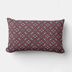 Coussin Rectangle Burgundy et gris classique Motif de carreaux flora