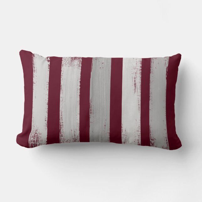 Coussin Rectangle Burgundy & Gris Brush Strike (Recto)