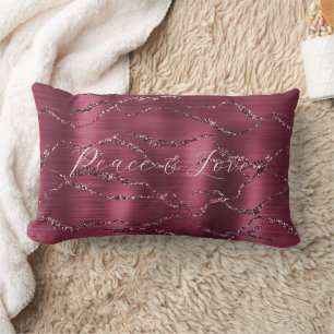 Coussin Rectangle Burgundy Red Glitzy Parties scintillant rayures