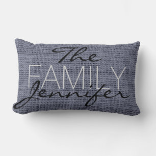 Coussin Rectangle Burlap gris foncé Monogramme de lin rustique