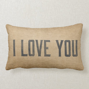 Coussin Rectangle Burlap Vintage Je T'Aime