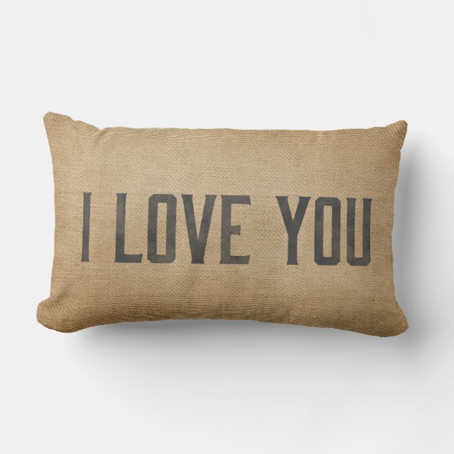 Coussin Rectangle Burlap Vintage Je T'Aime (Recto)