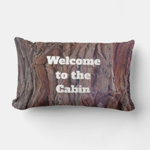 Coussin Rectangle Cabine de bienvenue Rustique Red Brown Tree Bark