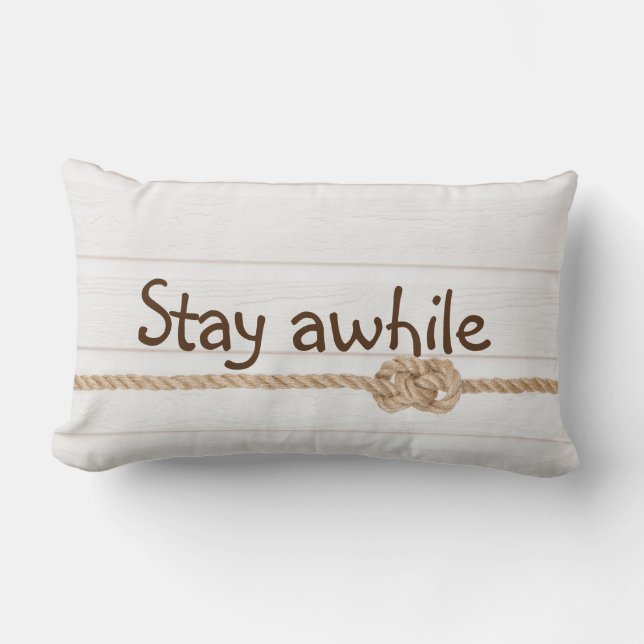 Coussin Rectangle Câble Knot Sur Bois Blanchis (Recto)