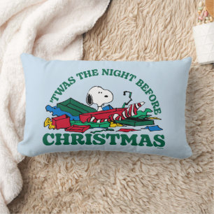Coussin Rectangle cacahuètes Snoopy 'C'était la nuit avant Noël