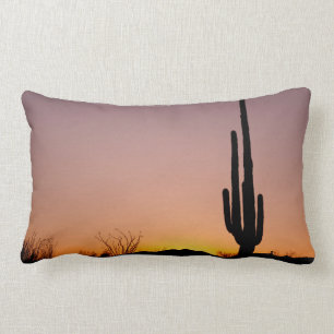 Coussin Rectangle Cactus de Saguaro au coucher du soleil