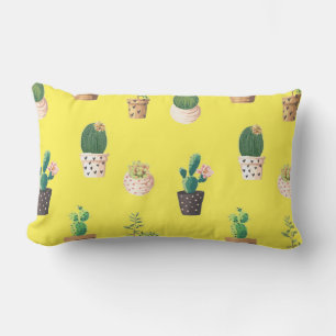Coussin Rectangle Cactus Succulents à Dessrt Vert dans les pots
