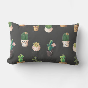 Coussin Rectangle Cactus Succulents à Dessrt Vert dans les pots