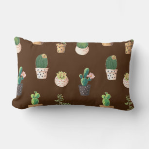 Coussin Rectangle Cactus Succulents à Dessrt Vert dans les pots