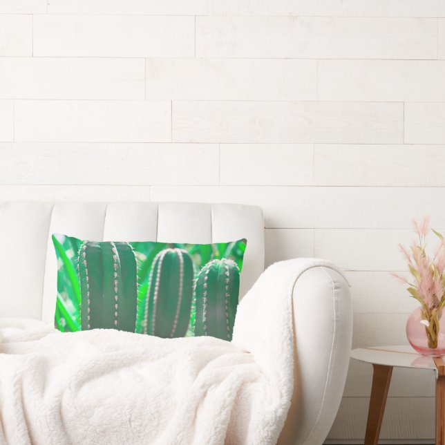 Coussin Rectangle Cactus vert plante pastel feuille (Canapé)