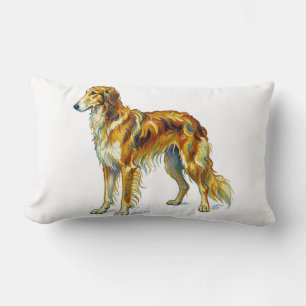Coussin Rectangle Cadeau Chien Couleurs Vives Dessin de Saluki