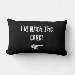 Coussin Rectangle Cadeau Corgi   Je suis avec le costume d'Halloween