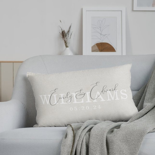 Coussin Rectangle Cadeau de mariage élégant rustique beige pour coup (Créateur téléchargé)