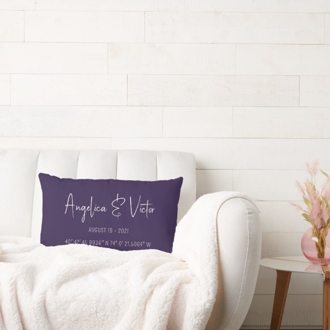 Coussin Rectangle Cadeau de mariage personnalisé aux coordonnées mod (Canapé)